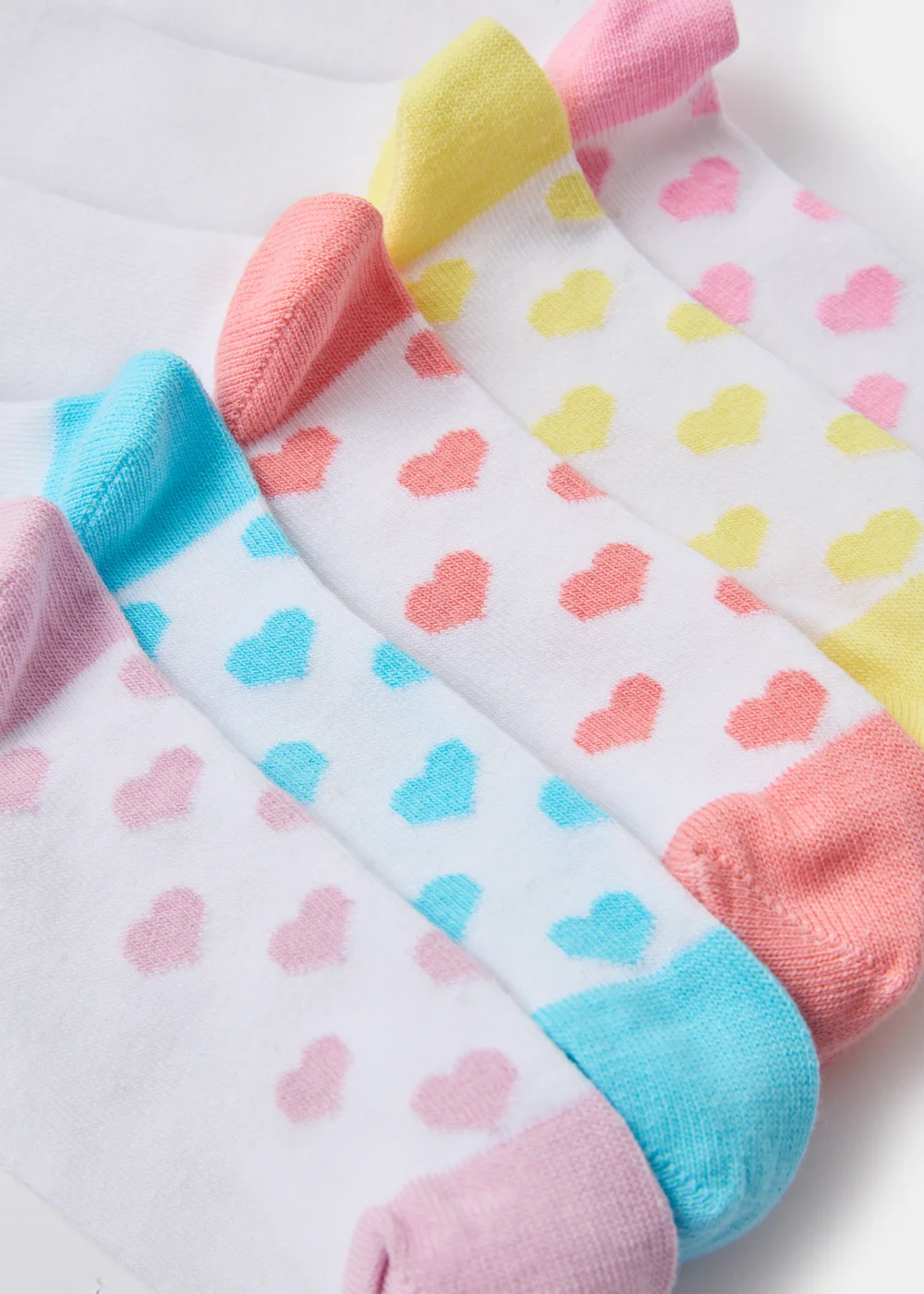 Girls 5 Pack White Heart Ankle Socks (Younger 6-Older 5.5) - 4-5.5 Image 2
