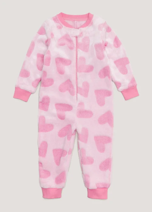 Girls Pink Love Heart Embossed Onesie (9mths-5yrs) - Age 9 - 12 Months Image 1