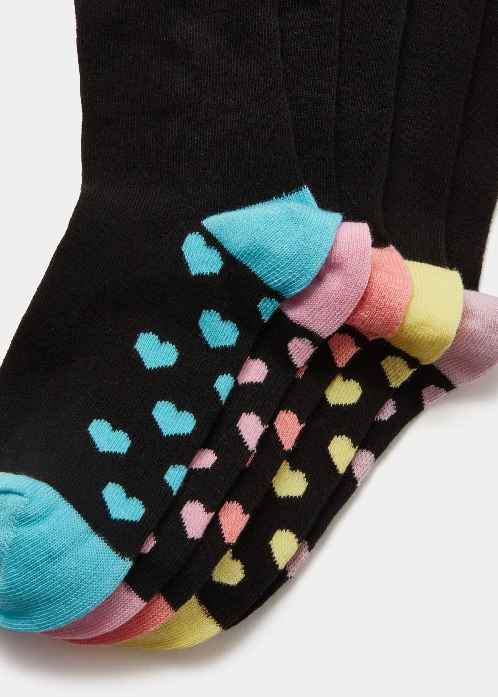 Girls 5 Pack Black Heart Print (Younger 6-Older 5.5) - 4-5.5 Image 2