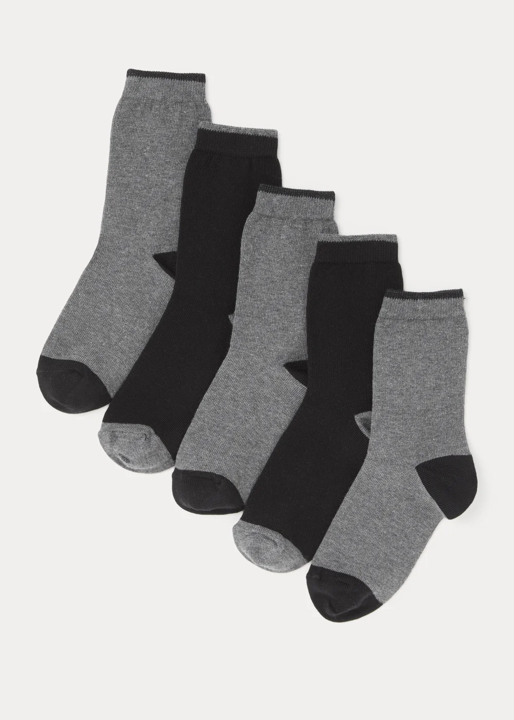 Kids 5 Pack Black Heel & Toe Socks (Younger 6-Older 6.5) - Sizes 4-6.5 Image 1
