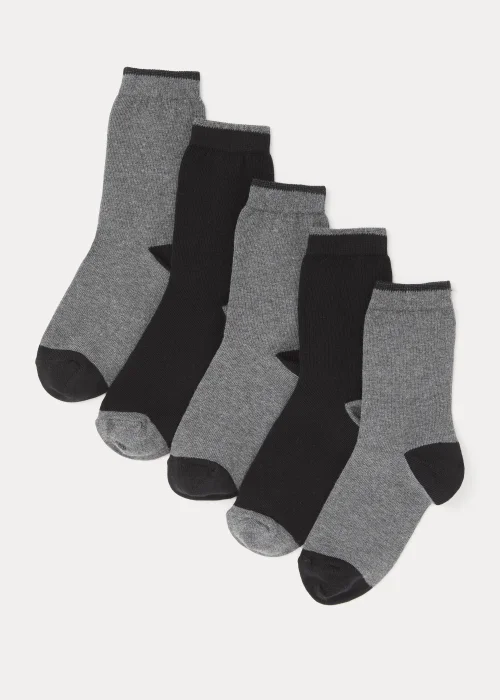 Kids 5 Pack Black Heel & Toe Socks (Younger 6-Older 6.5) - Sizes 4-6.5 Image 1