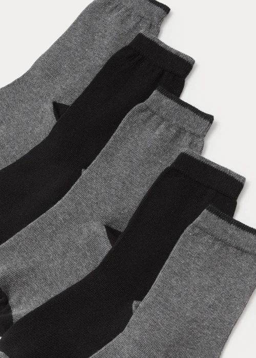 Kids 5 Pack Black Heel & Toe Socks (Younger 6-Older 6.5) - Sizes 4-6.5 Image 2