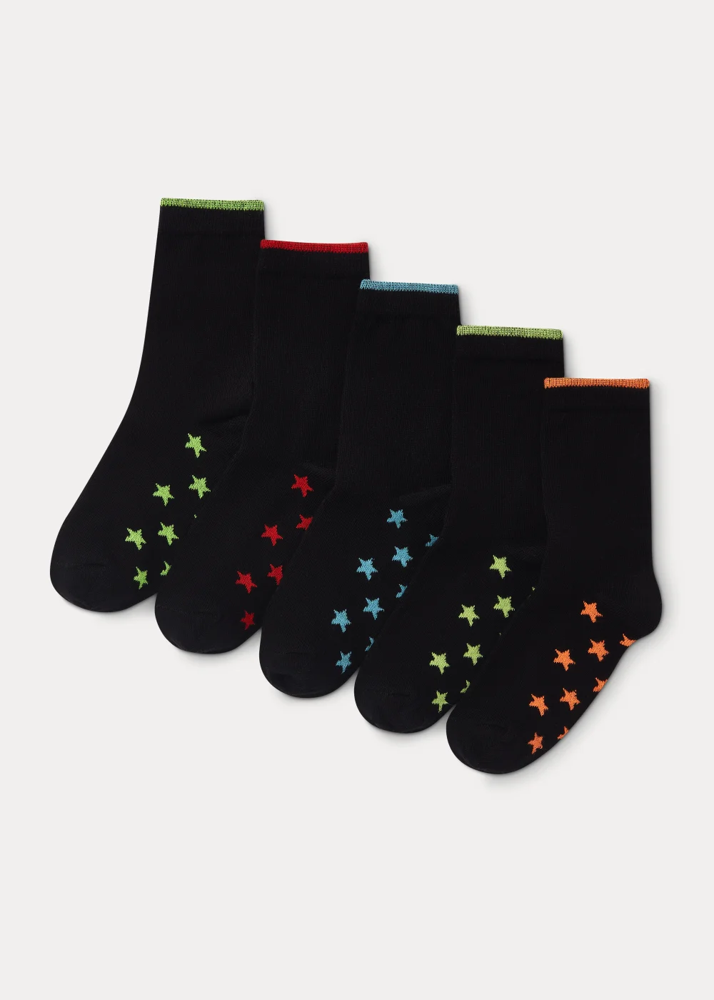 Kids 5 Pack Neon Star Socks (Younger 6-Older 6.5) - 4-6.5 Image 1