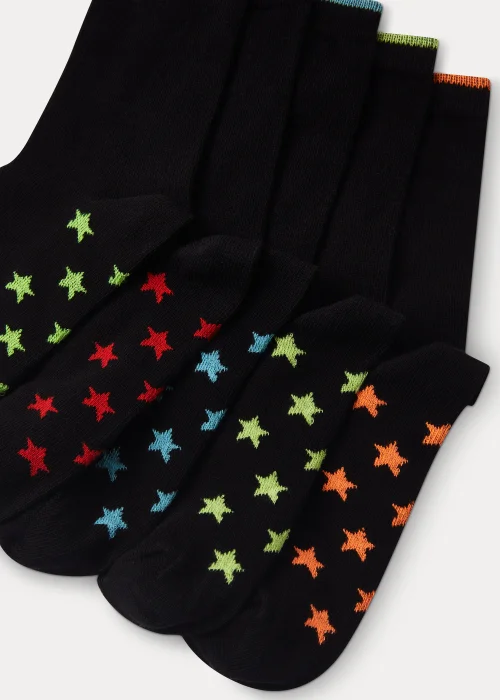 Kids 5 Pack Neon Star Socks (Younger 6-Older 6.5) - 4-6.5 Image 2