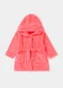 Girls Neon Pink Chevron Faux Fur Dressing Gown (9mths-11yrs) - Age 9 - 12 Months Image 1