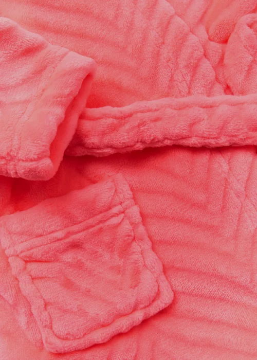 Girls Neon Pink Chevron Faux Fur Dressing Gown (9mths-11yrs) - Age 9 - 12 Months Image 2