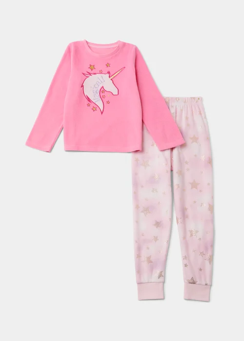 Kids Pink Unicorn Microfleece Bundle Pyjama Set (5-13yrs) - Age 5 Years Image 2
