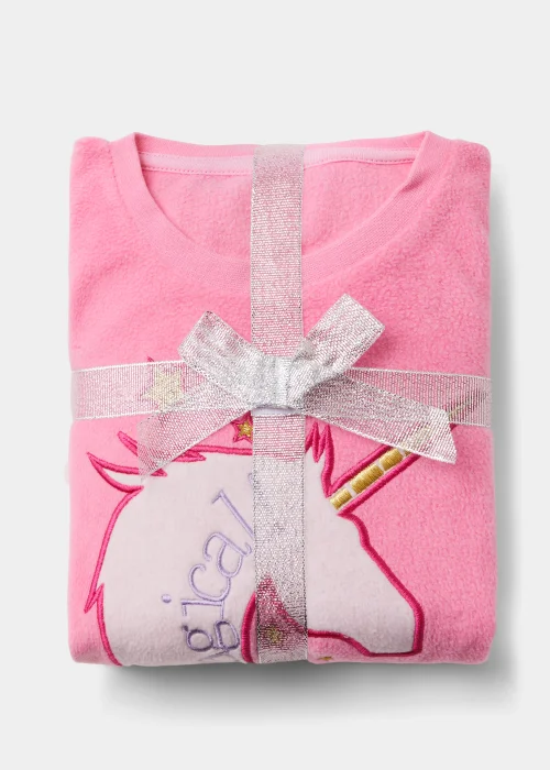 Kids Pink Unicorn Microfleece Bundle Pyjama Set (5-13yrs) - Age 5 Years Image 1