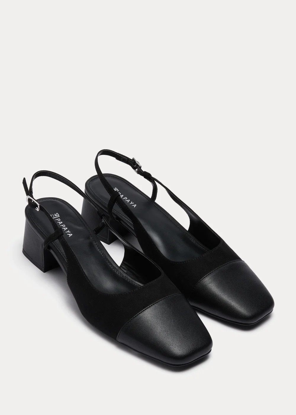 Black Toe Cap Block Heels - Size 3 Image 1