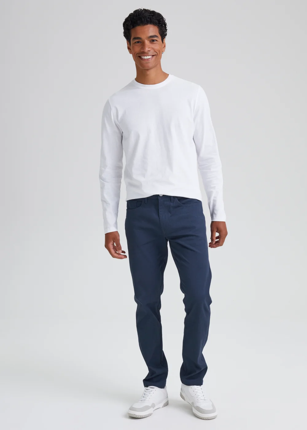 Navy Textured Chino Trousers - 30 Waist Regular Image 1