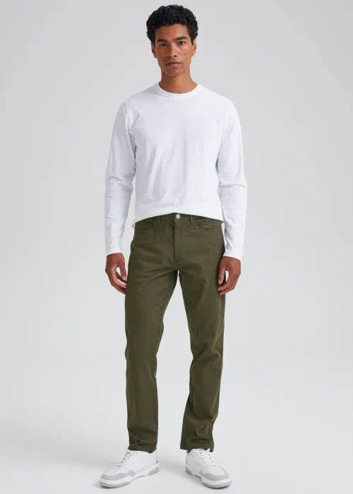 Khaki Textured Chino Trousers - 30 Waist Regular Image 1