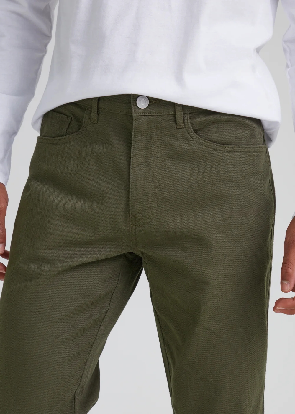 Khaki Textured Chino Trousers - 30 Waist Regular Image 3