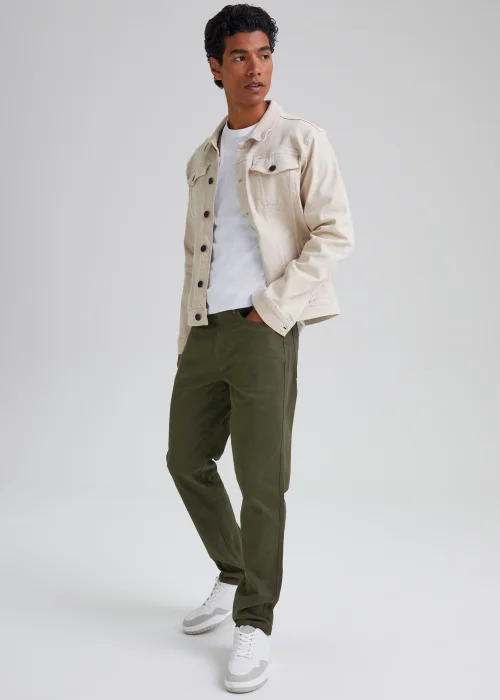 Khaki Textured Chino Trousers - 30 Waist Regular Image 4