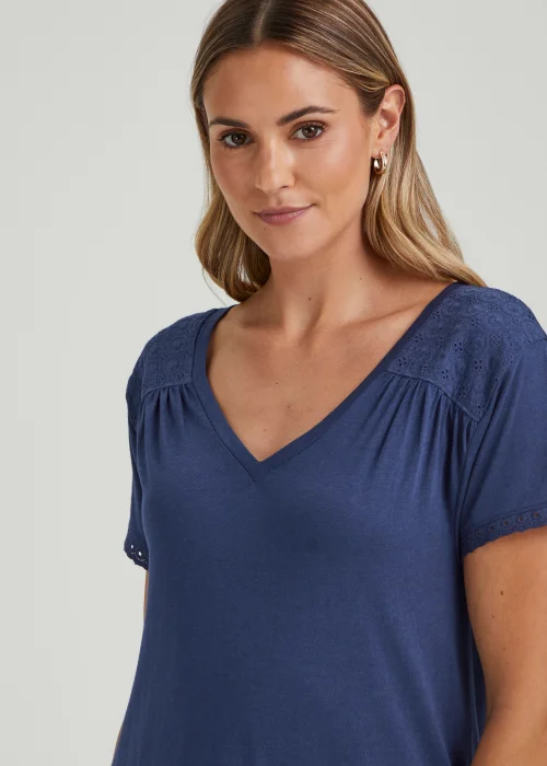 Navy Jersey Woven Nightie - Extra small Image 3