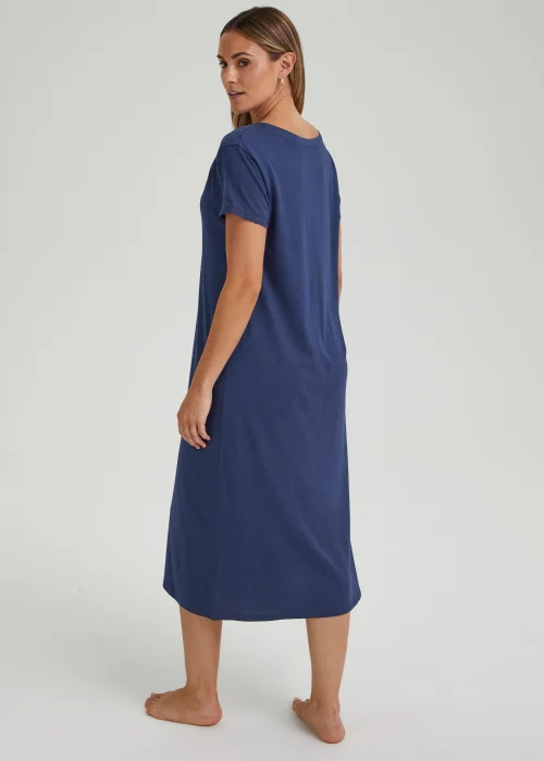 Navy Jersey Woven Nightie - Extra small Image 2