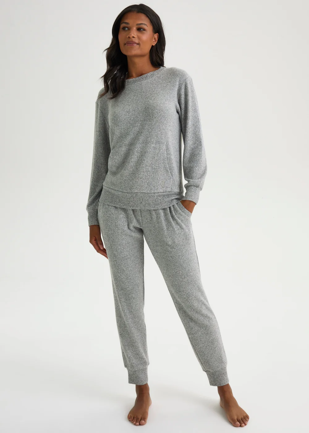 Grey Marl Lounge Top - Small Image 3