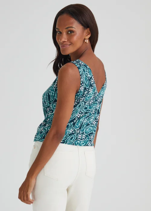 Papaya Petite Blue Paisley V-Neck Top - Size 6 Image 2
