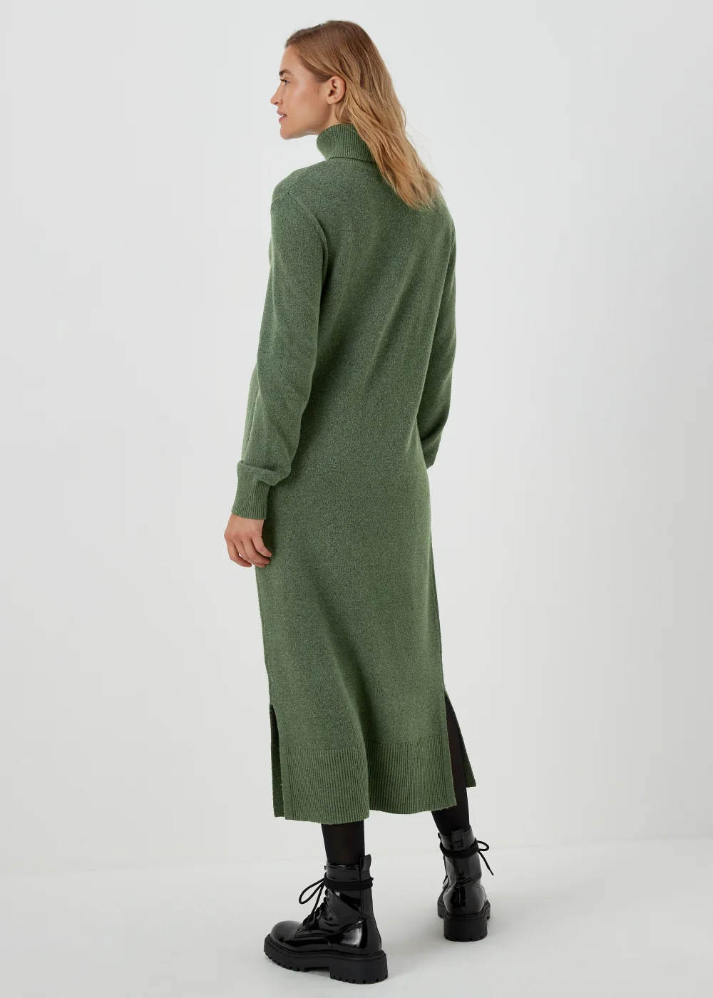 Papaya Petite Green Roll Neck Knitted Dress - XS Image 2
