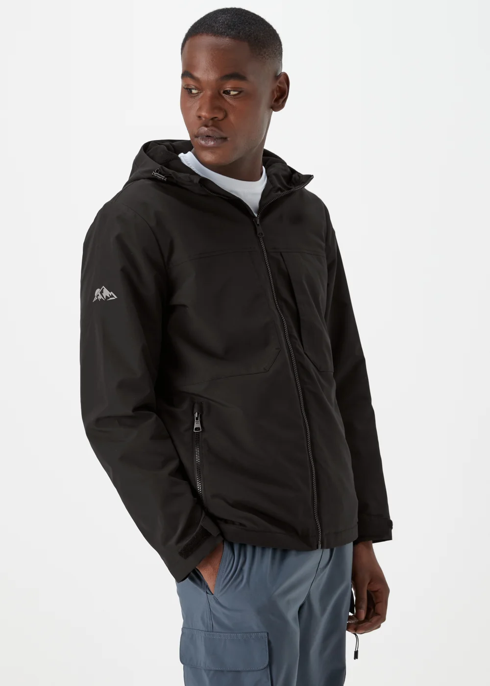 Black Showerproof Fleece Windbreaker - S Image 1