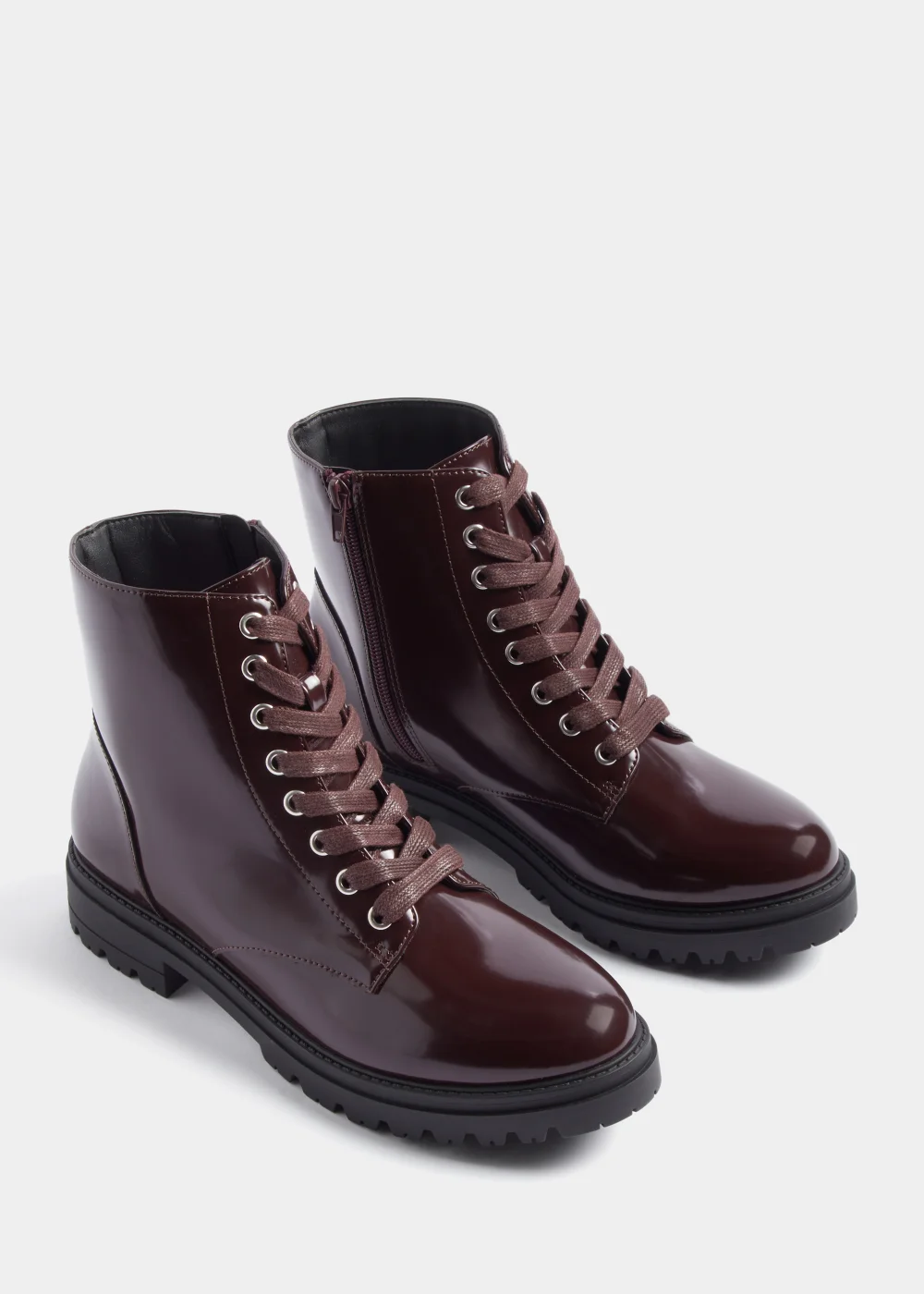 Burgundy Gum Sole Lace Up Boots - Size 3 Image 1