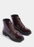 Burgundy Gum Sole Lace Up Boots - Size 3 Image 1