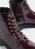 Burgundy Gum Sole Lace Up Boots - Size 3 Image 2