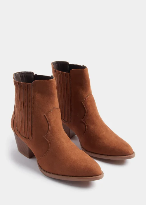 Tan Western Ankle Boots - Size 3 Image 1