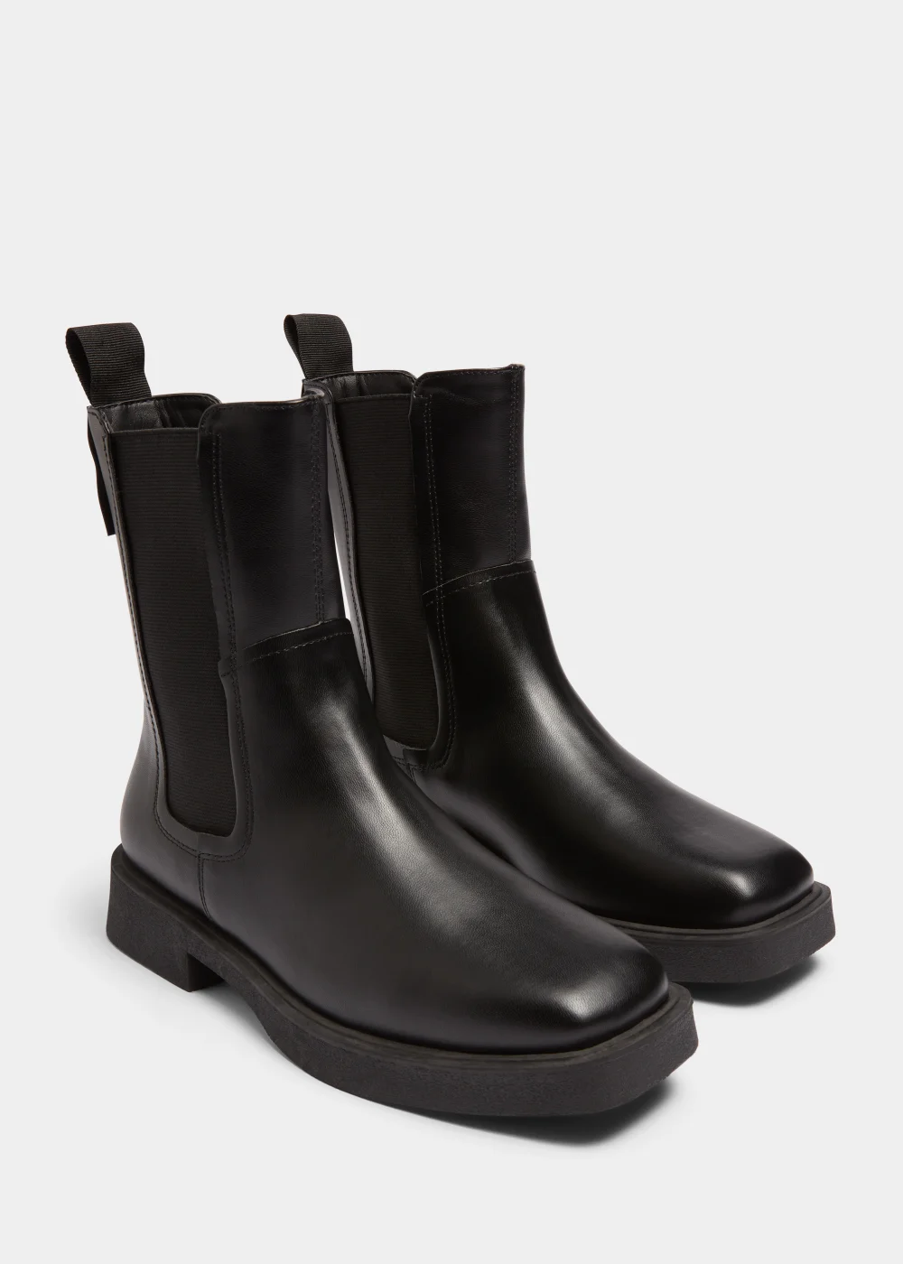 Black Square Toe Chelsea Boots - Size 3 Image 1