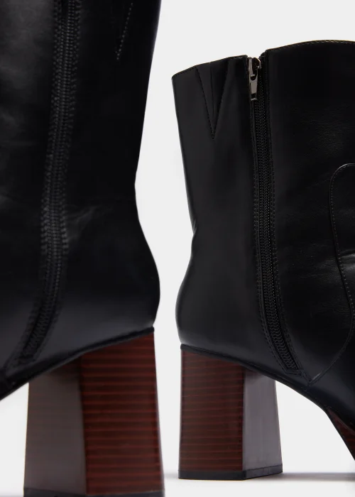 Black 70s Platform Boots - Size 3 Image 2