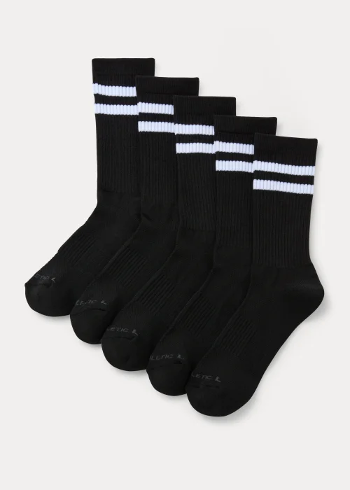 US Athletic 5 Pack Black Sports Socks - Size 12-14 Image 1