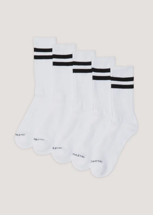 US Athletic 5 Pack White Sports Socks - Size 12-14 Image 1