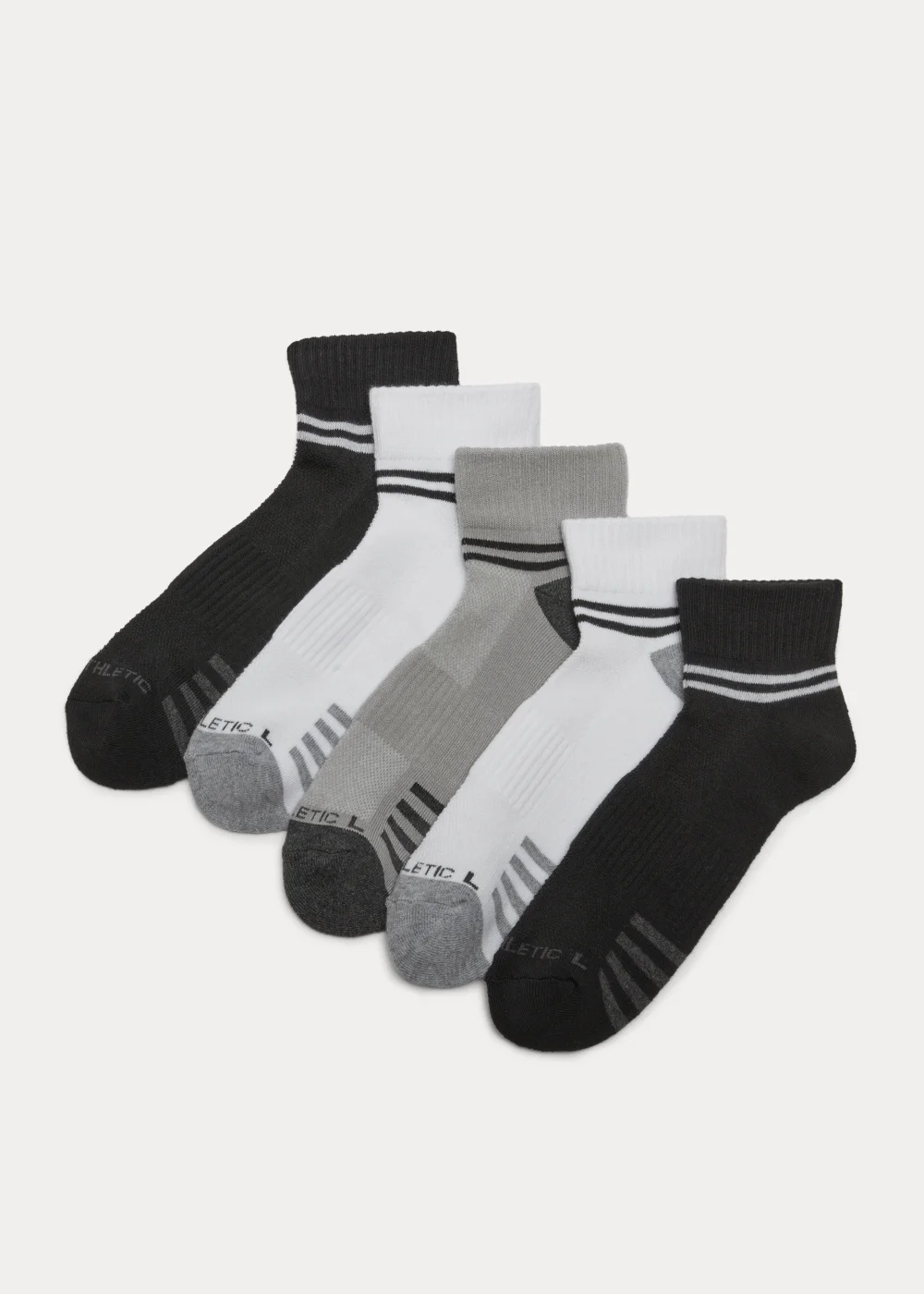 US Athletic 5 Pack Multicoloured Quarter Sports Socks - 6-8.5 Image 1