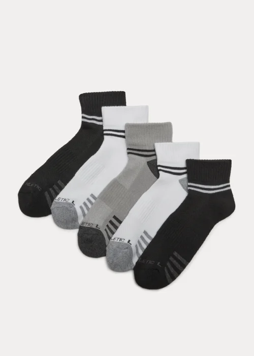 US Athletic 5 Pack Multicoloured Quarter Sports Socks - 6-8.5 Image 1