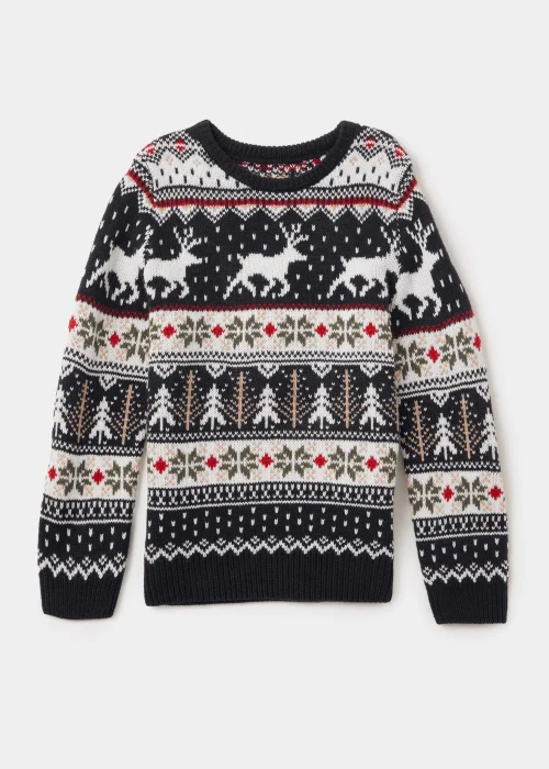 Boys Navy Fair Isle Knitted Christmas Jumper (4-13yrs) - 4 Yrs Image 1