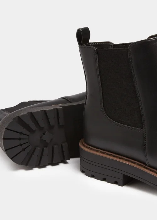 Black Square Toe Cleated Chelsea Boots - Size 3 Image 2