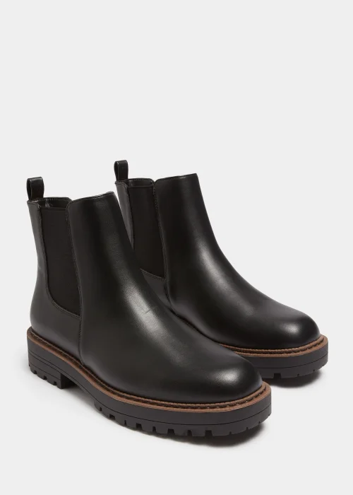 Black Square Toe Cleated Chelsea Boots - Size 3 Image 1