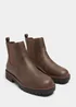 Brown Square Toe Cleated Chelsea Boots - Size 3 Image 1
