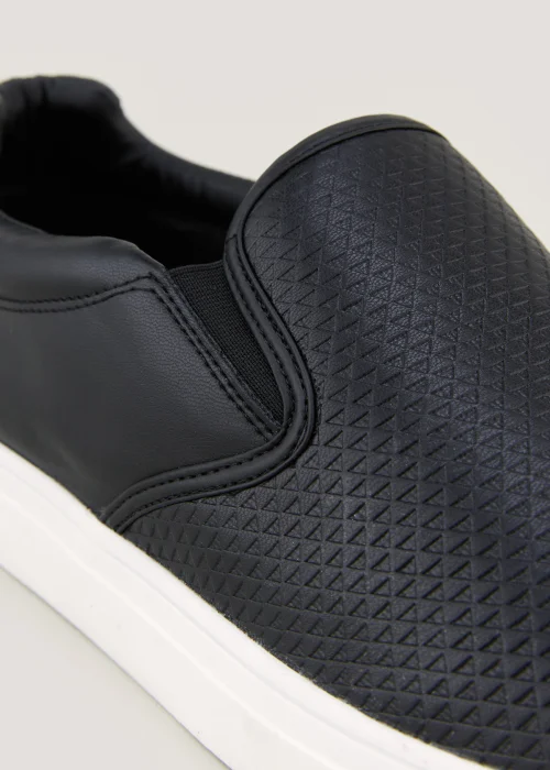 Black Slip On Textured PU Shoes - Size 6 Image 2