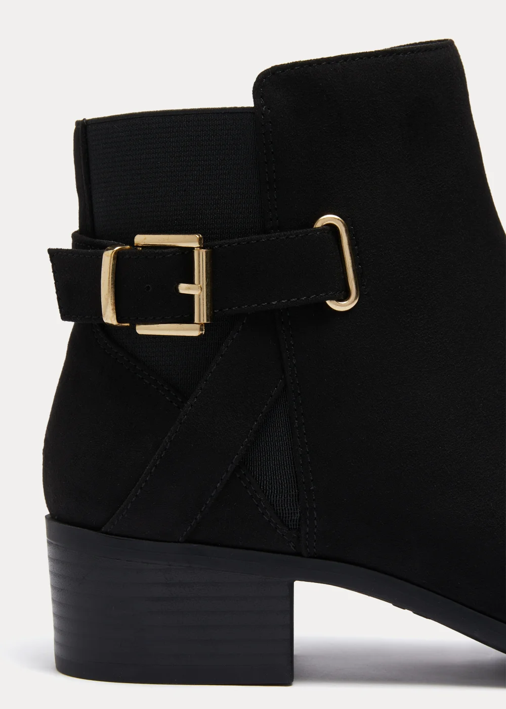 Black Wide Fit Buckle Block Boots - Size 3 Image 2