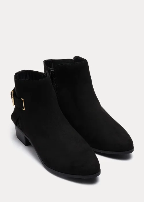 Black Wide Fit Buckle Block Boots - Size 3 Image 1