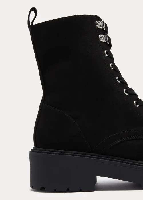 Black Military Lace Up Boots - Size 3 Image 2