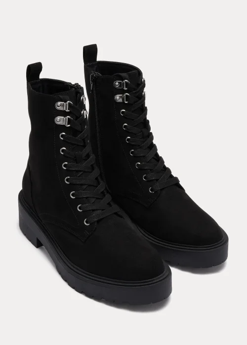 Black Military Lace Up Boots - Size 3 Image 1