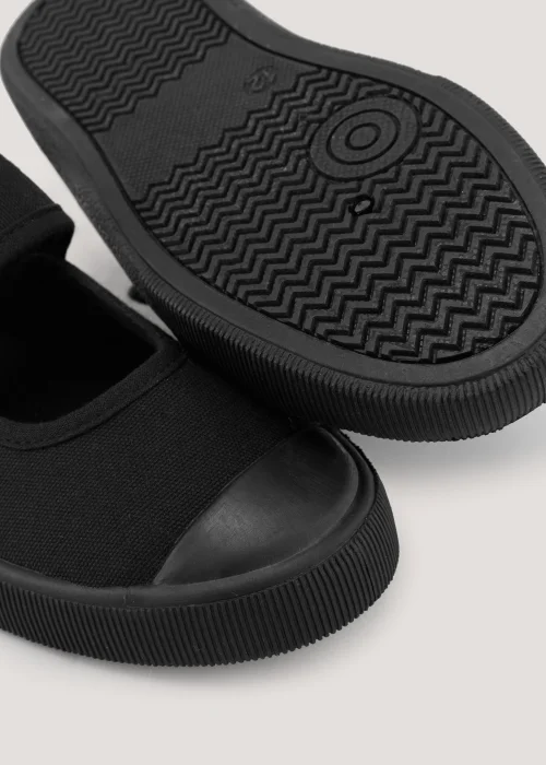 Kids Black School Mary Jane Plimsoll Pumps (Younger 7-Older 3) - Size 7 Infants Image 2