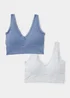 2 Pack Seamless Padded Ribbed Crop Tops - S Image 1