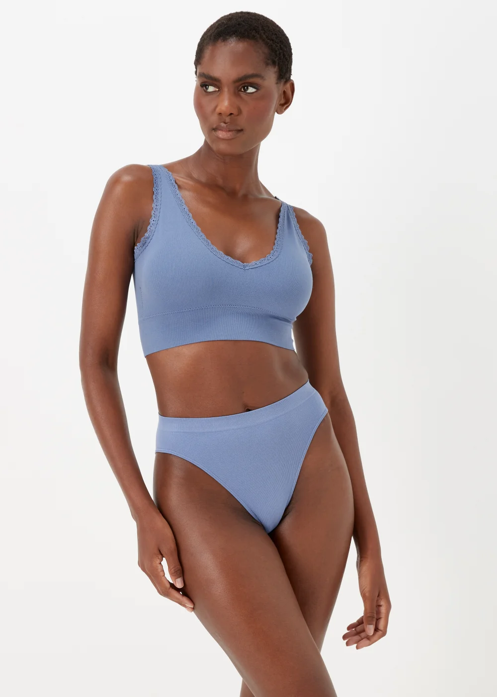 2 Pack Seamless Padded Ribbed Crop Tops - S Image 4