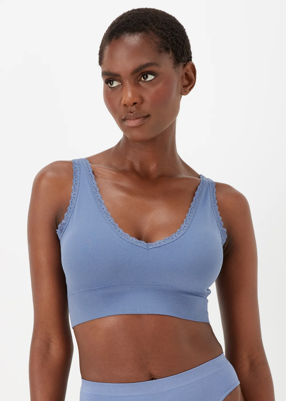 2 Pack Seamless Padded Ribbed Crop Tops - S Image 2
