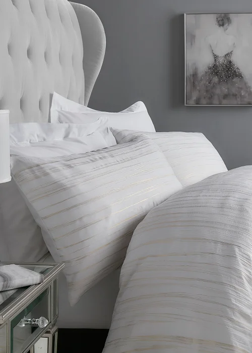 White Metallic Crinkle Duvet Cover - Double Image 3