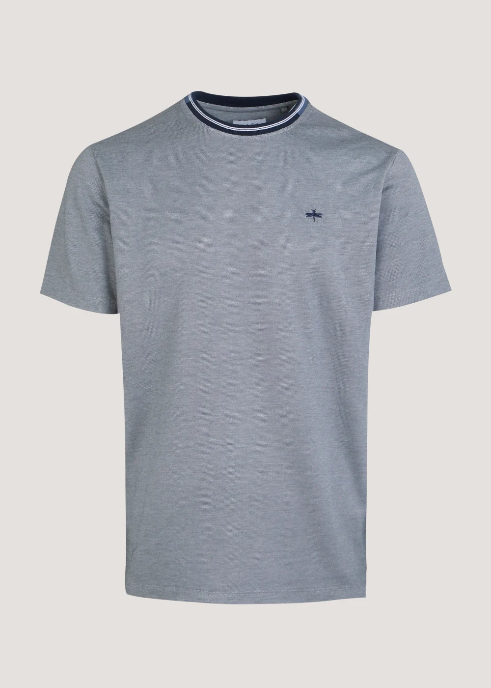 Grey Modal Tipped T-Shirt - Small Image 5