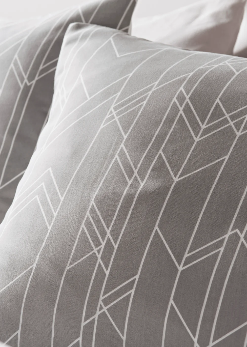 Grey Linear Chevron Reversible Duvet Cover - Single Image 2