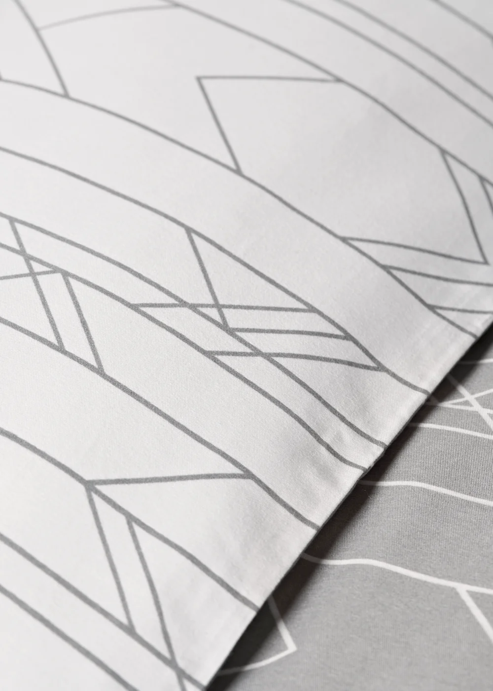 Grey Linear Chevron Reversible Duvet Cover - Single Image 3